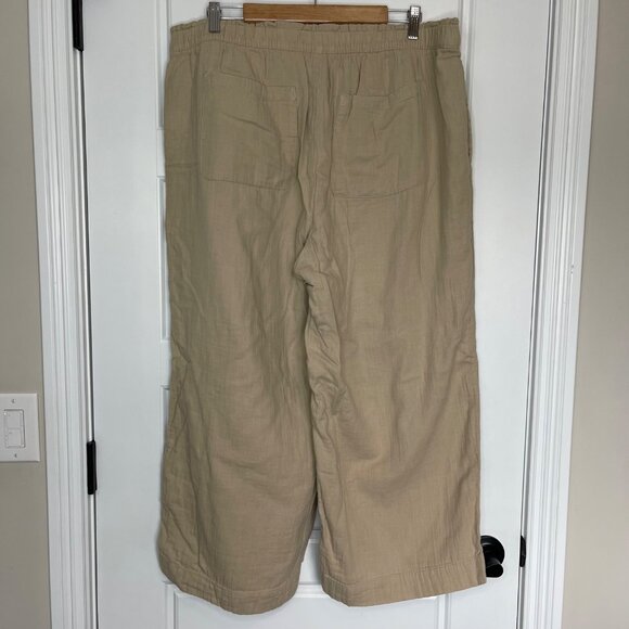 Old Navy High-Rise Wide-Leg Pants Women's Size XL Khaki 100% Cotton‎ Pockets - Picture 3 of 10